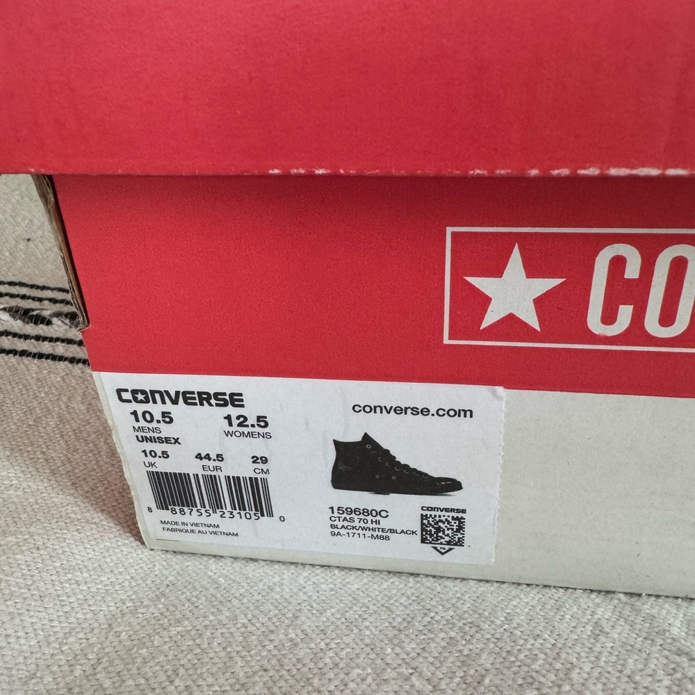 Converse Chuck 70 Black Leather High-Top Sneakers size 10.5 - Picture 4 of 8